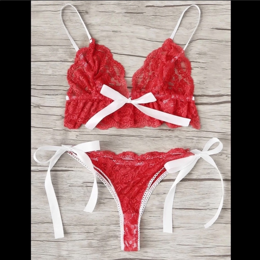 Red lace lingerie set